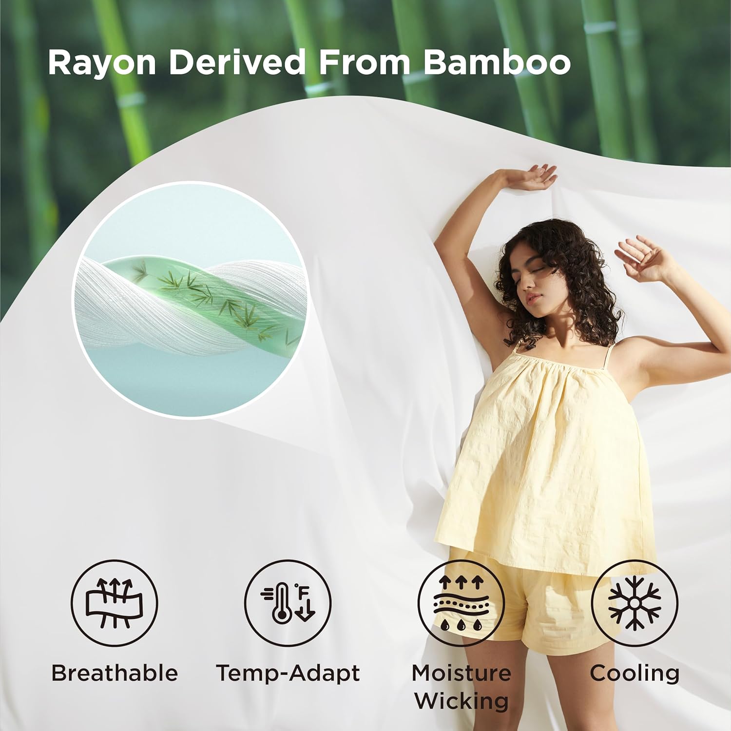 Bedsure Silky Cooling Duvet Cover Queen Size - 100% Rayon Derived from Bamboo Comforter Cover Set for Hot Sleepers, Breathable & Moisture-Wicking Bedding Set, White