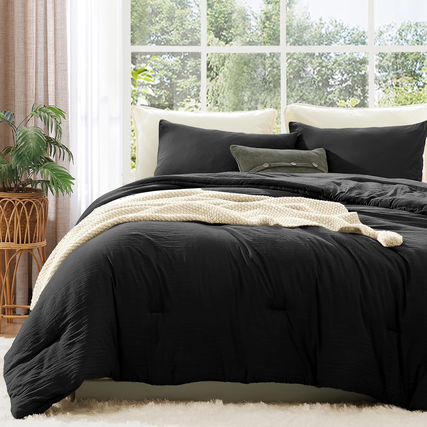 WRENSONGE King Size Comforter Set - 3 Pieces Prewashed Burnt Orange Soft Lightweight Bedding for All Seasons,Fluffy Down Alternative Comforter King Size with 2 Pillow Shams