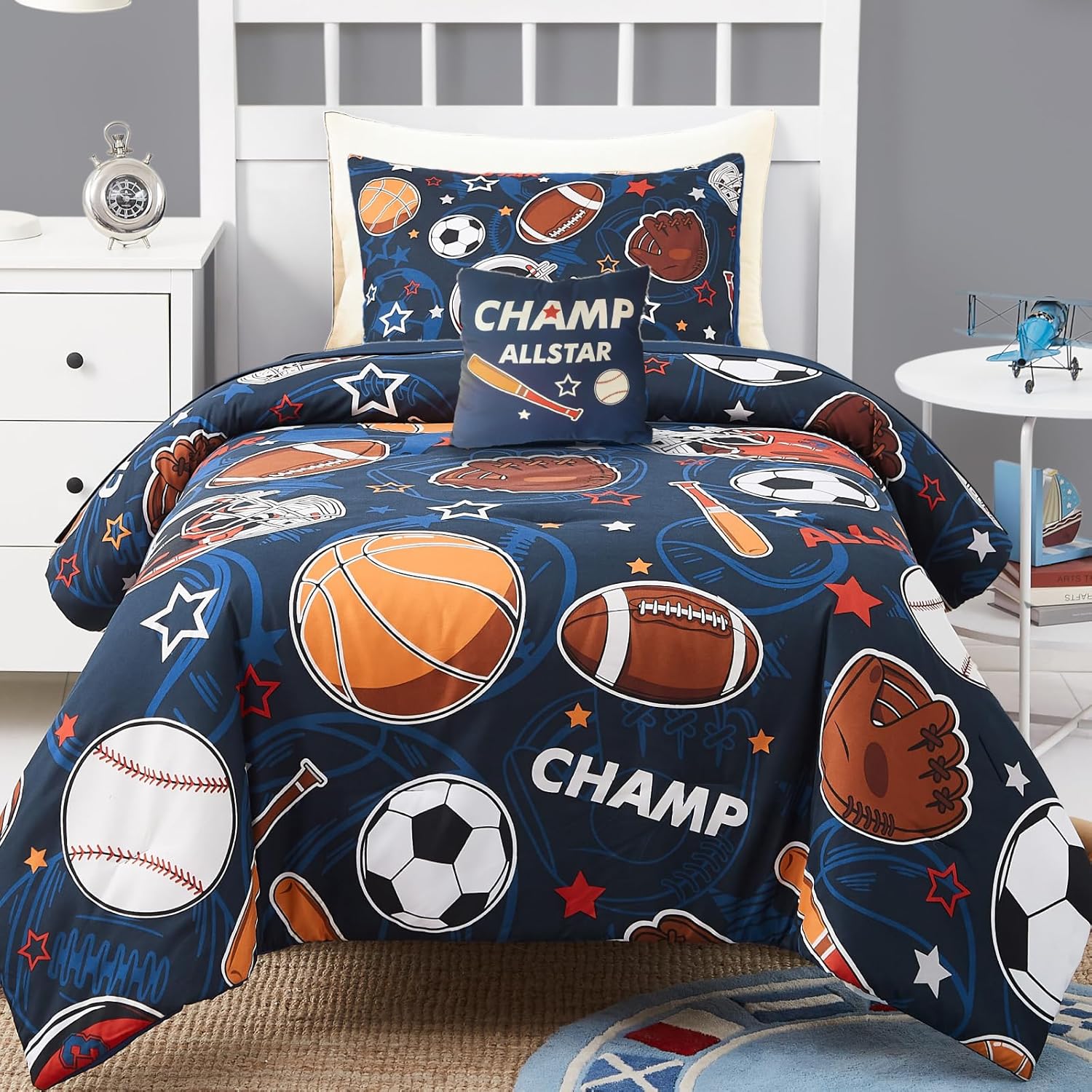 Kids Comforter Set Twin Size for Boys, Glow in The Dark Gamer Bedding Set 1 Comforter, 1 Decor Pillow, 1 Pillow Sham, Twin XL Comforter Set Dorm Bedding
