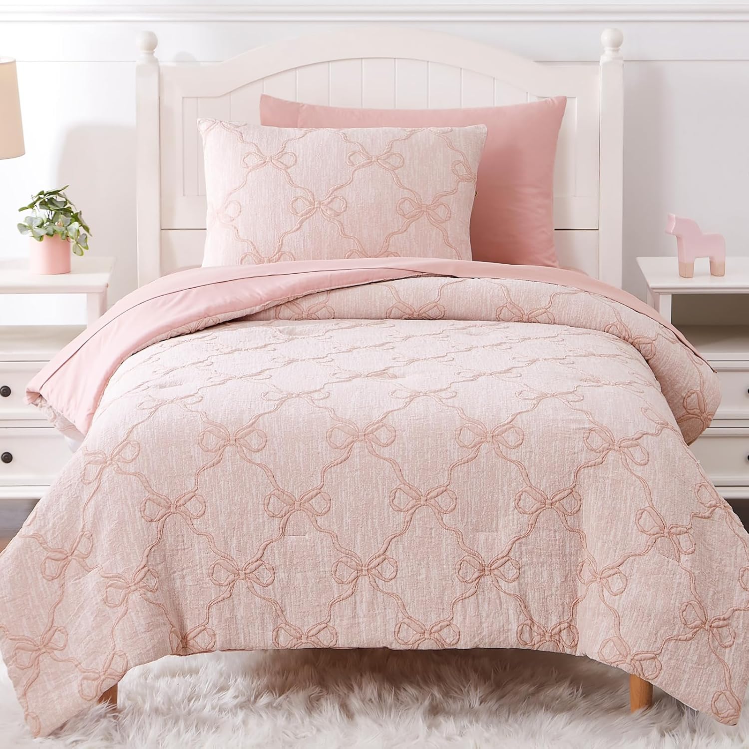 Full Size Comforter Sets with Sheets for Girls-7 Pieces Full Size Bedding Sets with Pink Comforter, Sheets, Pillowcases & Shams for Kids (Pink Gold Heart, 76" X 86")