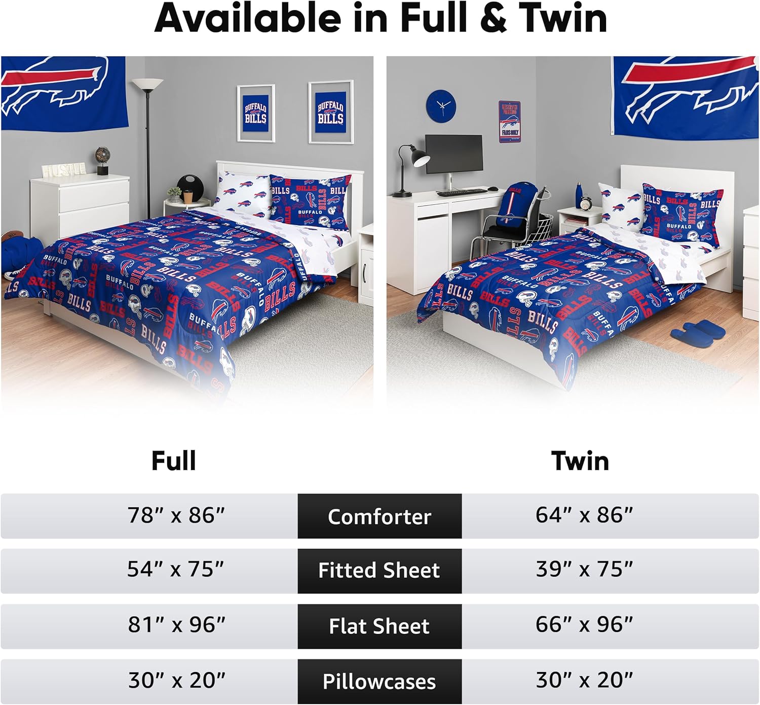 FOCO Unisex-Adult NFL Team Logo Bed in a Bag Comforter, Sheets, Pillow Cases Bedding 5-Piece Set