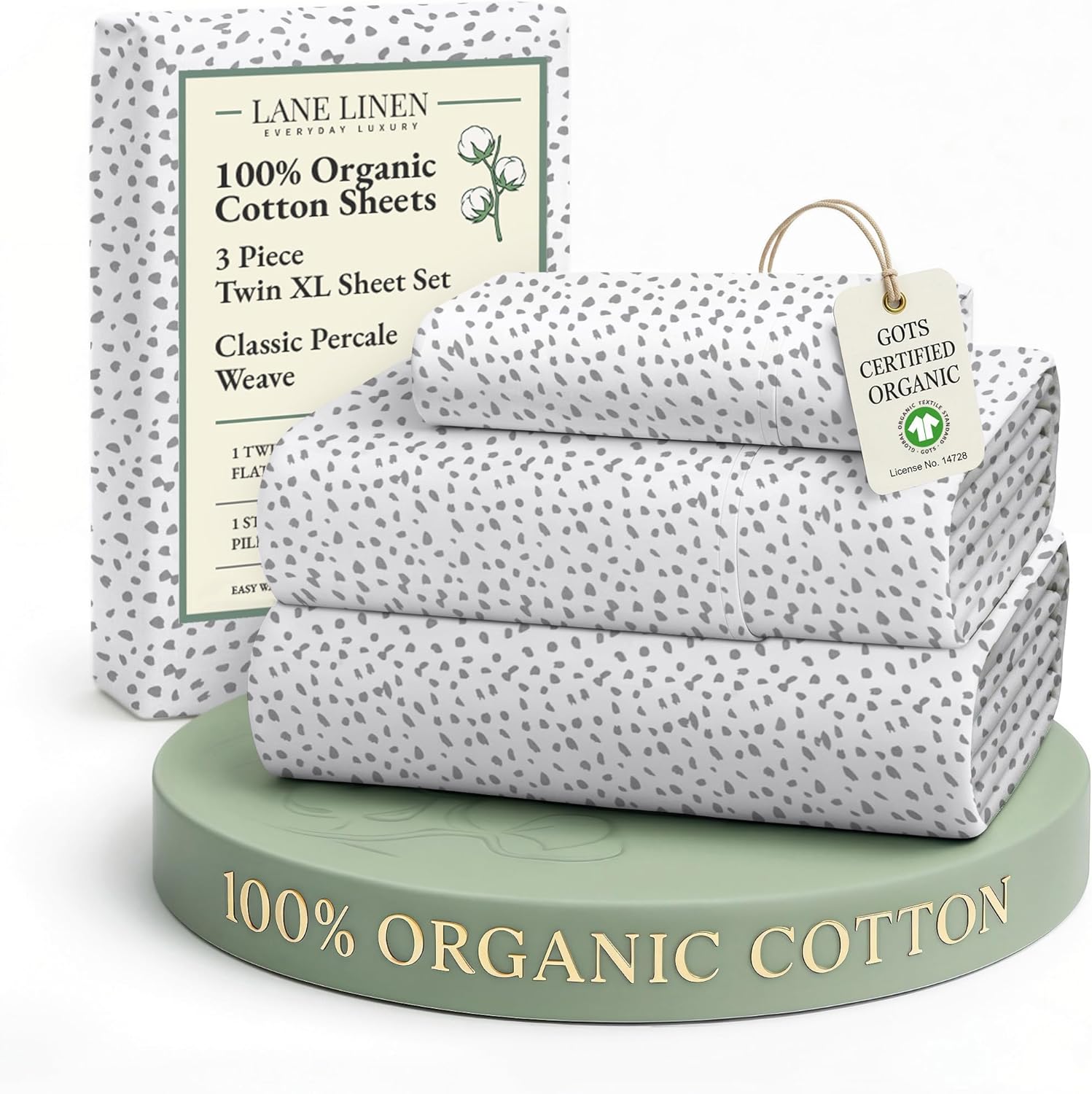 LANE LINEN 100% Organic Cotton King Size Sheets Set, Soft & Comfy All Season Breathable Sheets King Size, Percale Weave Fully Elasticized Eco Friendly Naturally Cooling King White Bed Sheets