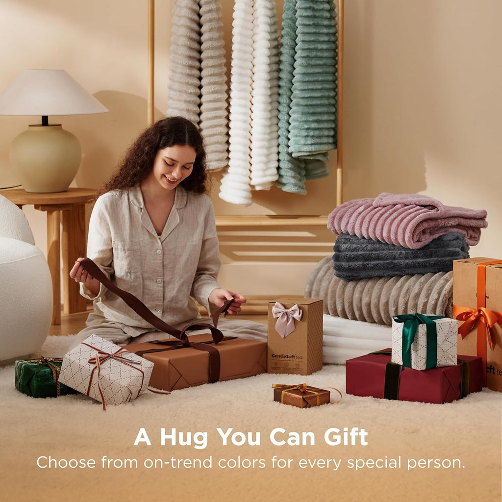 Bedsure GentleSoft King Size Blanket for Bed - Cozy Soft Blankets for Women, Cute Large Bedding Fleece Throws for Girls, Off White, 108x90 Inches