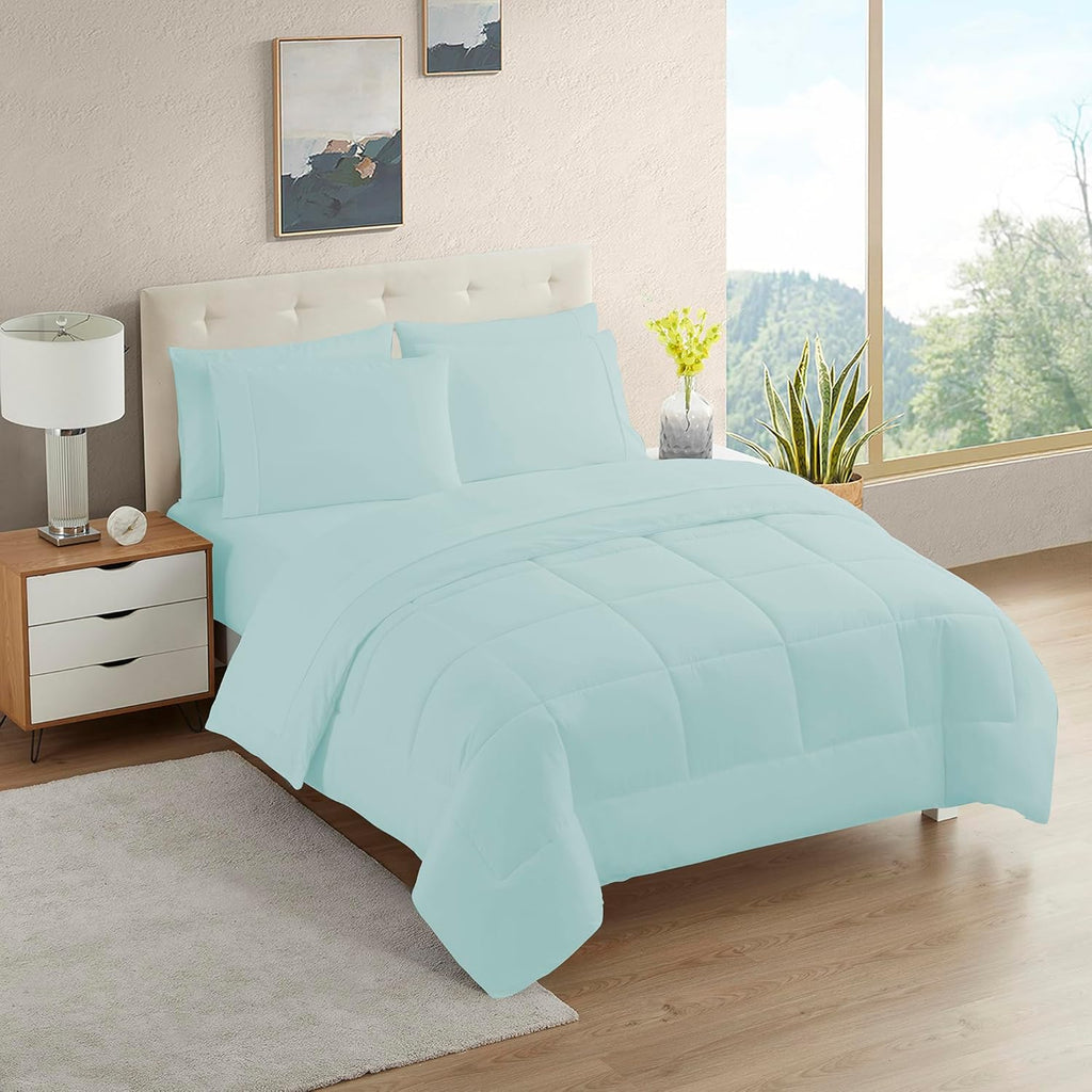 Sweet Home Collection 5 Piece Comforter Set Bag Solid Color All Season Soft Down Alternative Blanket & Luxurious Microfiber Bed Sheets, Gray, Twin