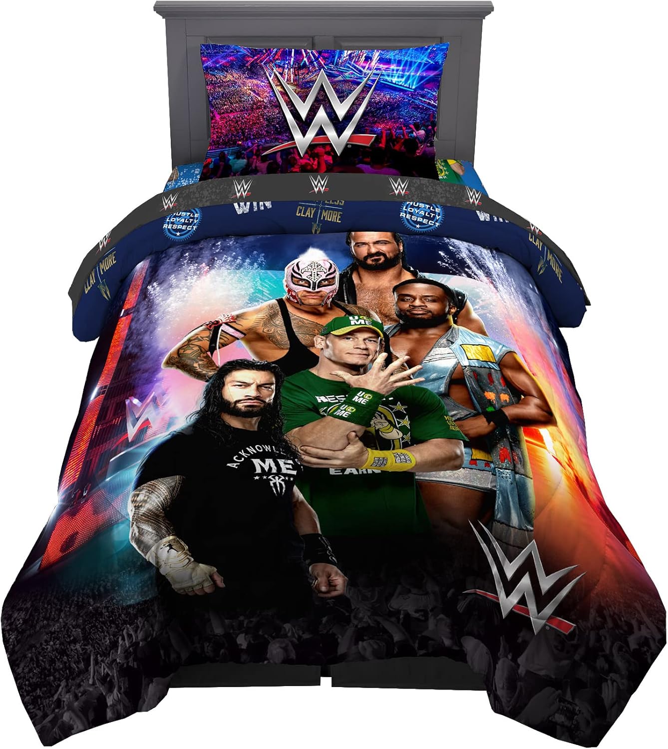 WWE Wrestlemania Kids Bedding Set, Super Soft Microfiber Comforter & Sheet Set, 4-Piece Twin, (Officially Licensed Product) by Franco