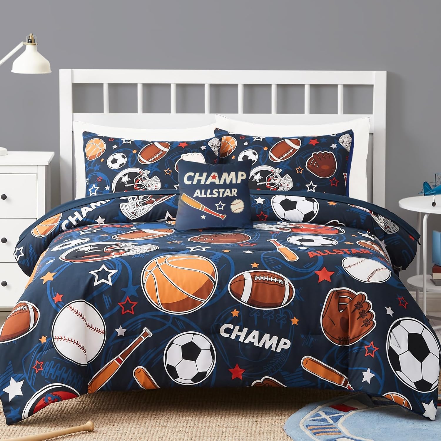 Kids Comforter Set Twin Size for Boys, Glow in The Dark Gamer Bedding Set 1 Comforter, 1 Decor Pillow, 1 Pillow Sham, Twin XL Comforter Set Dorm Bedding