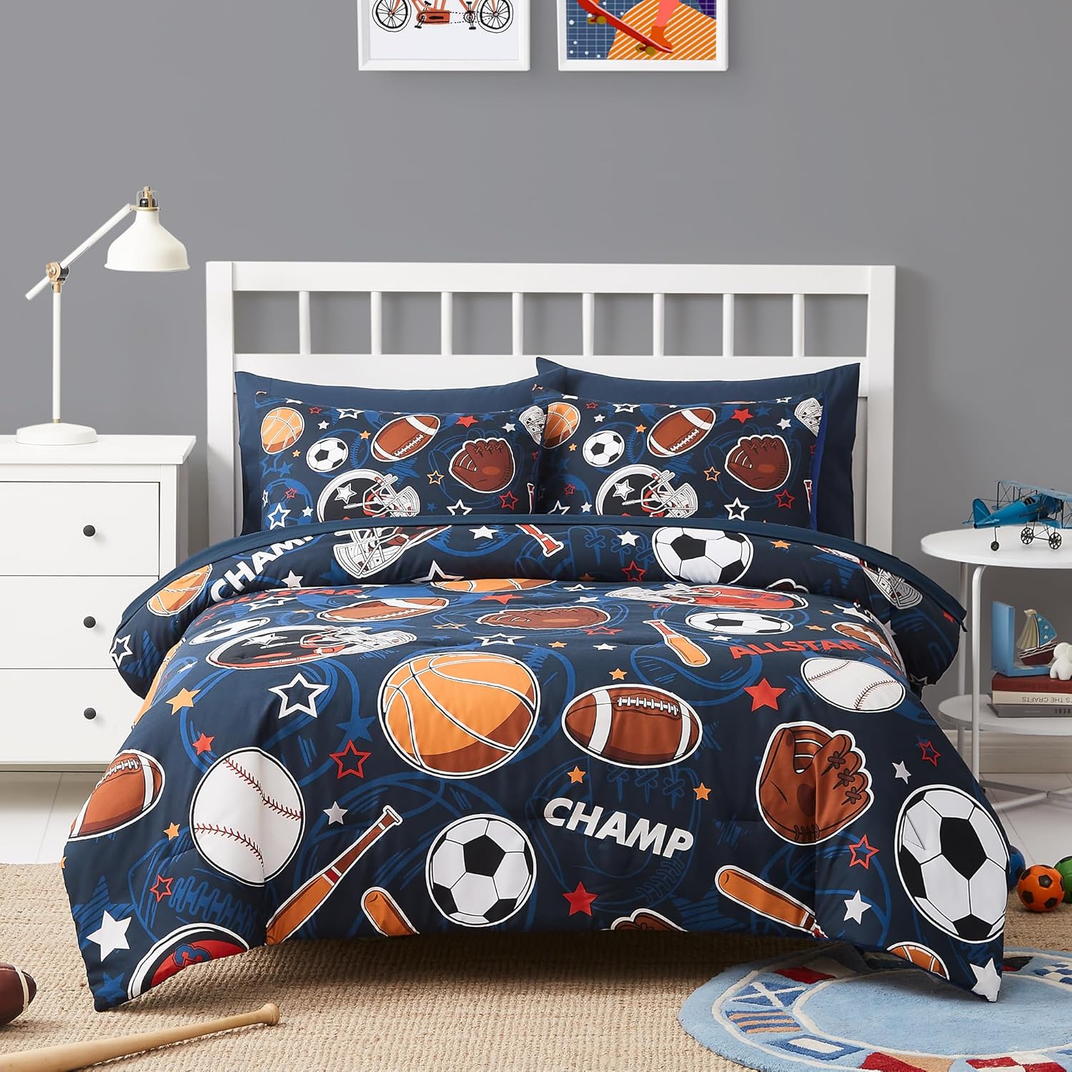 Twin Kids Comforter Set - 5 Pieces Twin Bedding Sets for Boys, Glow in The Dark Space Bed in A Bag with Sheets