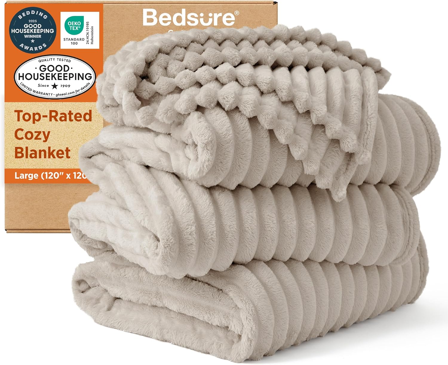 Bedsure GentleSoft King Size Blanket for Bed - Cozy Soft Blankets for Women, Cute Large Bedding Fleece Throws for Girls, Off White, 108x90 Inches