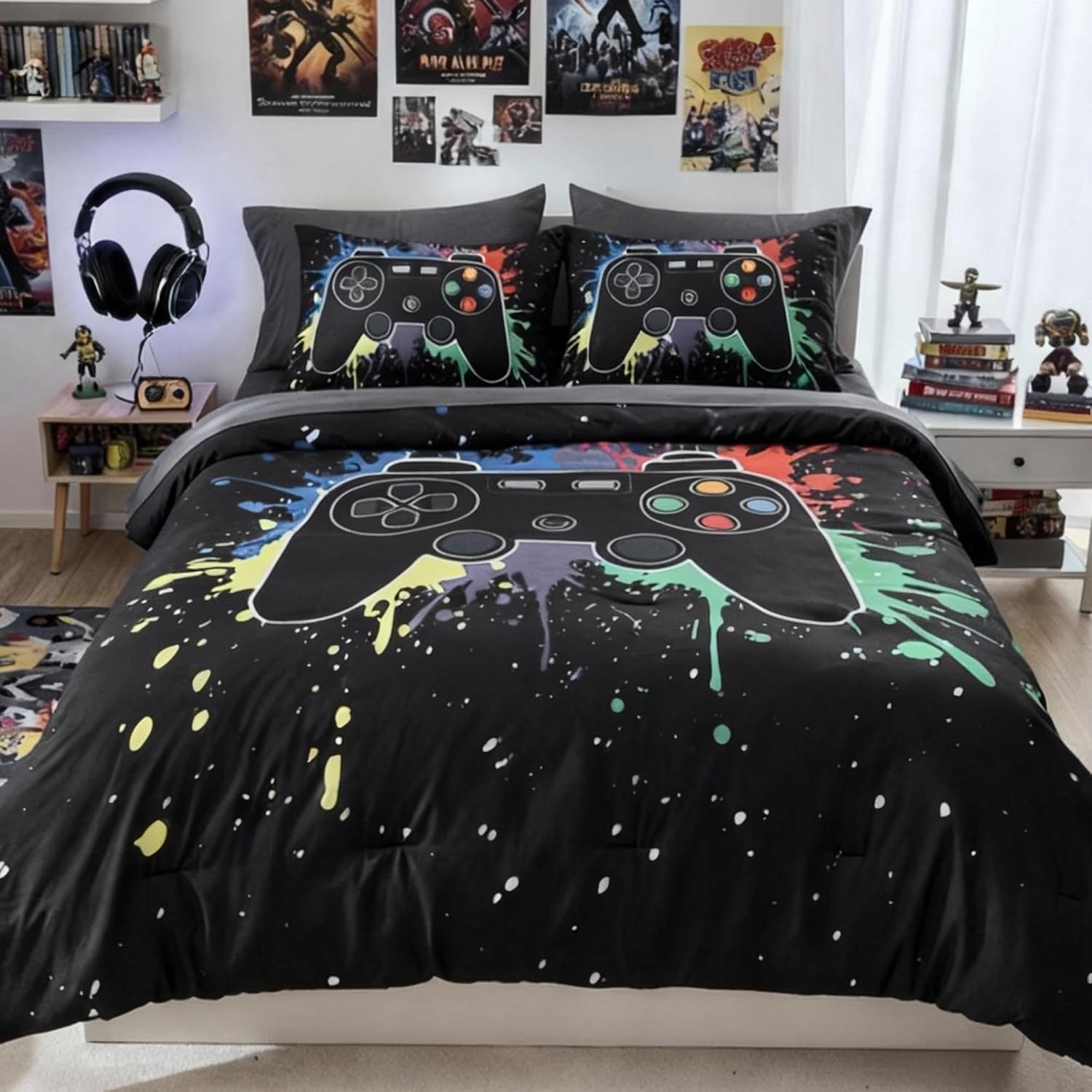 Twin Kids Comforter Set - 5 Pieces Twin Bedding Sets for Boys, Glow in The Dark Space Bed in A Bag with Sheets
