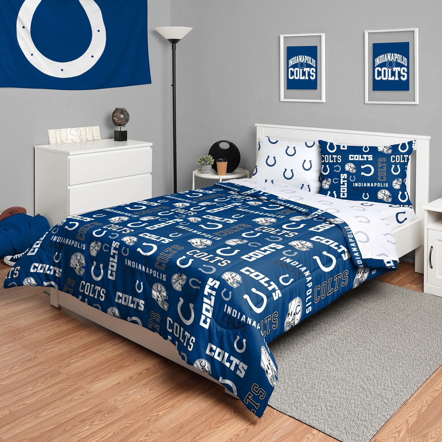 FOCO Unisex-Adult NFL Team Logo Bed in a Bag Comforter, Sheets, Pillow Cases Bedding 5-Piece Set