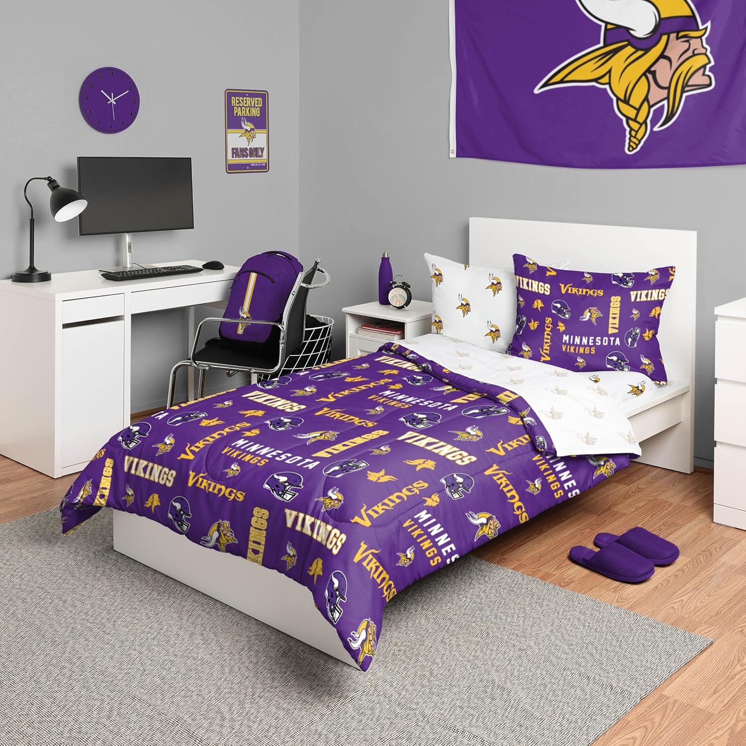 FOCO Unisex-Adult NFL Team Logo Bed in a Bag Comforter, Sheets, Pillow Cases Bedding 5-Piece Set