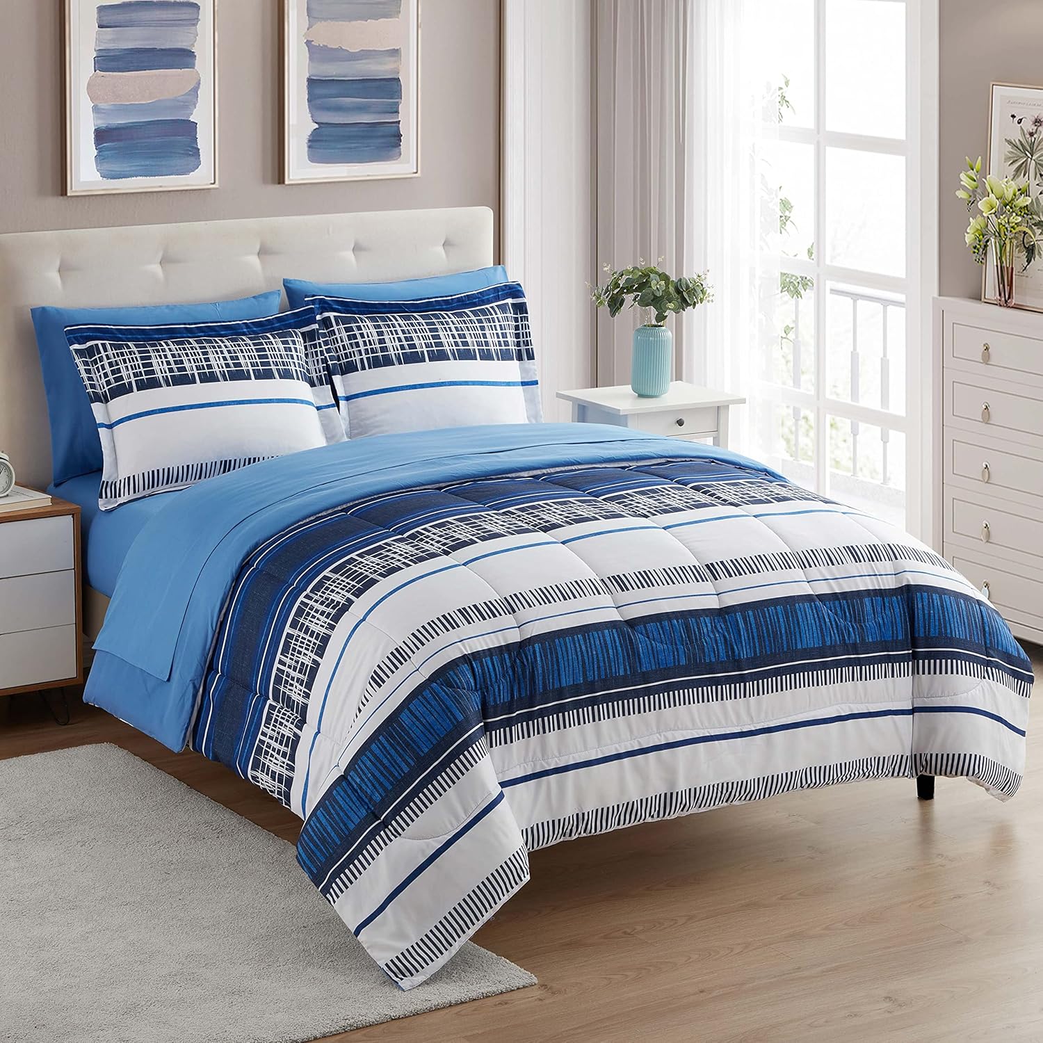 Sweet Home Collection 5 Piece Comforter Set Bag Solid Color All Season Soft Down Alternative Blanket & Luxurious Microfiber Bed Sheets, Black, Twin