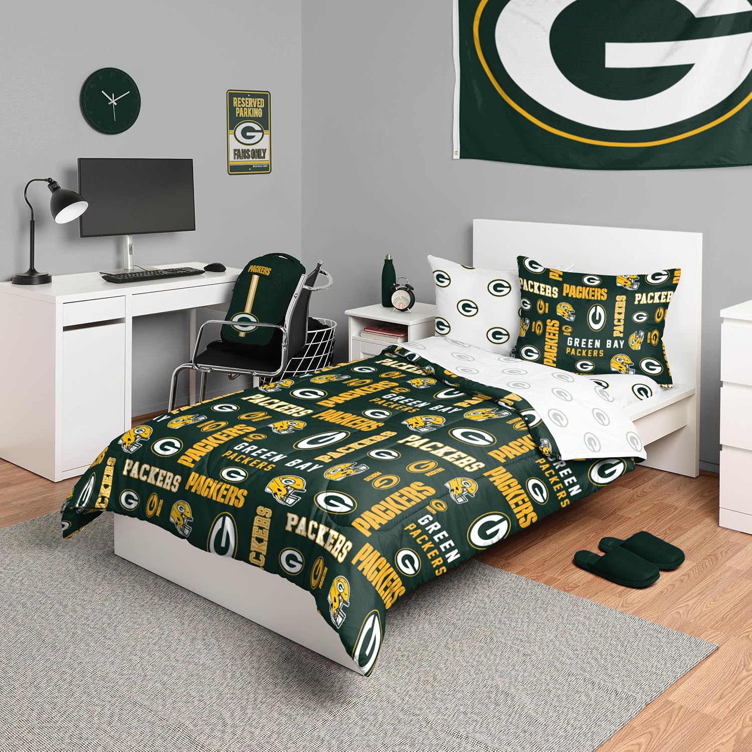 FOCO Unisex-Adult NFL Team Logo Bed in a Bag Comforter, Sheets, Pillow Cases Bedding 5-Piece Set