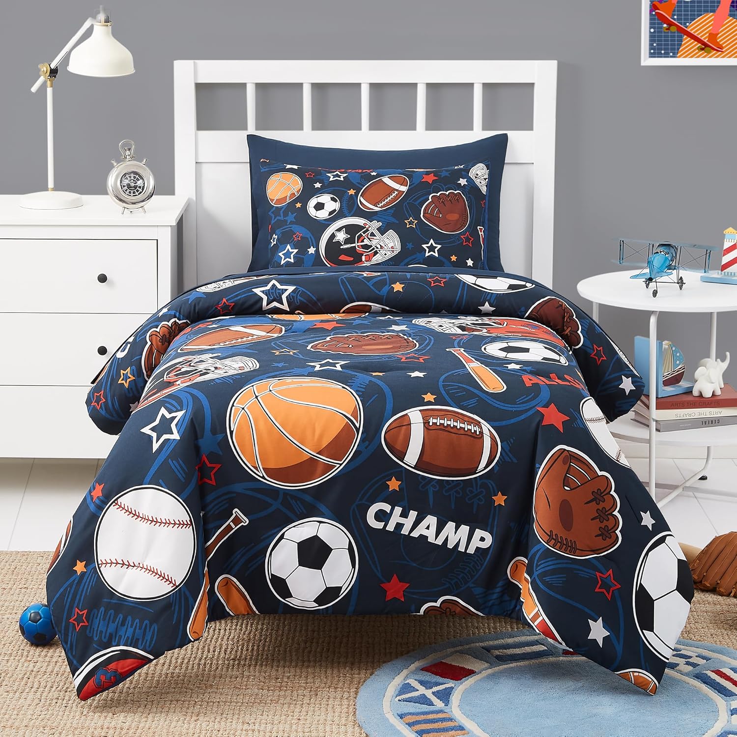 Twin Kids Comforter Set - 5 Pieces Twin Bedding Sets for Boys, Glow in The Dark Space Bed in A Bag with Sheets