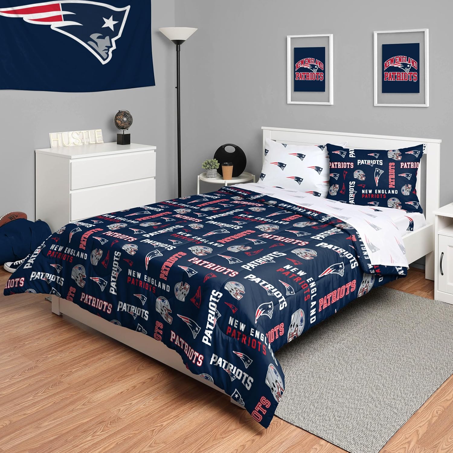 FOCO Unisex-Adult NFL Team Logo Bed in a Bag Comforter, Sheets, Pillow Cases Bedding 5-Piece Set