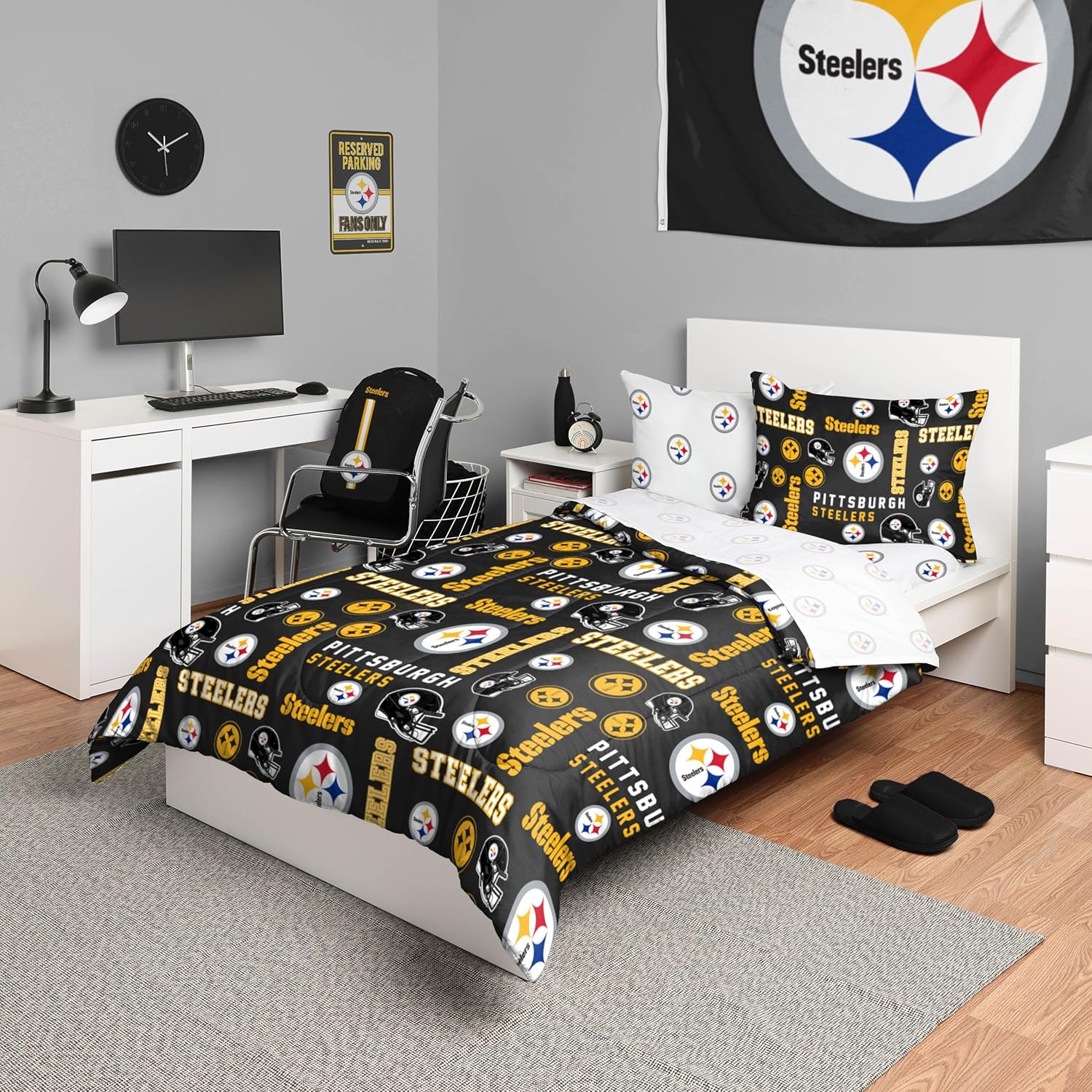 FOCO Unisex-Adult NFL Team Logo Bed in a Bag Comforter, Sheets, Pillow Cases Bedding 5-Piece Set