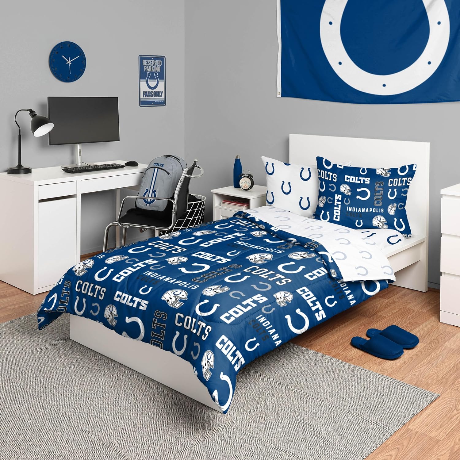 FOCO Unisex-Adult NFL Team Logo Bed in a Bag Comforter, Sheets, Pillow Cases Bedding 5-Piece Set