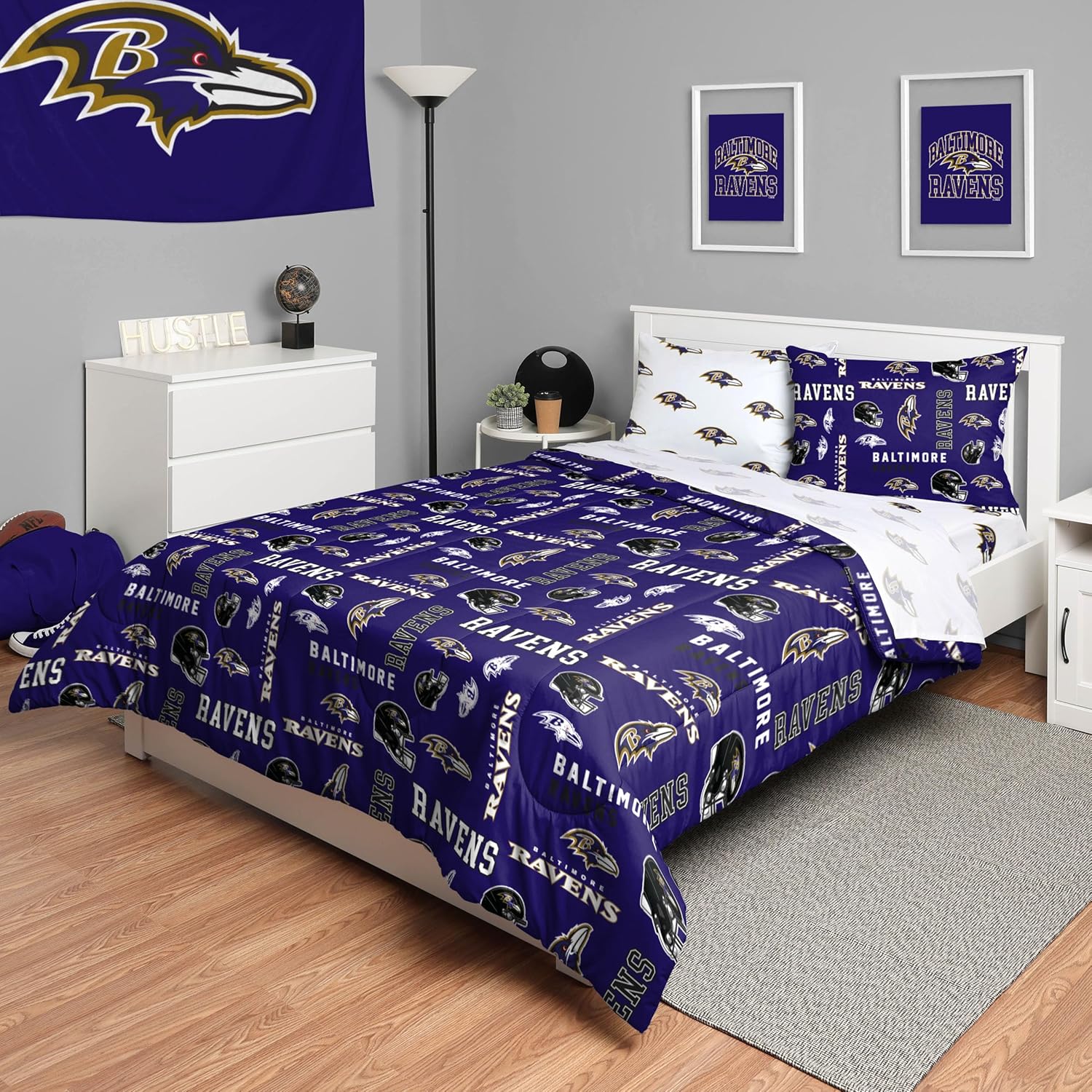 FOCO Unisex-Adult NFL Team Logo Bed in a Bag Comforter, Sheets, Pillow Cases Bedding 5-Piece Set