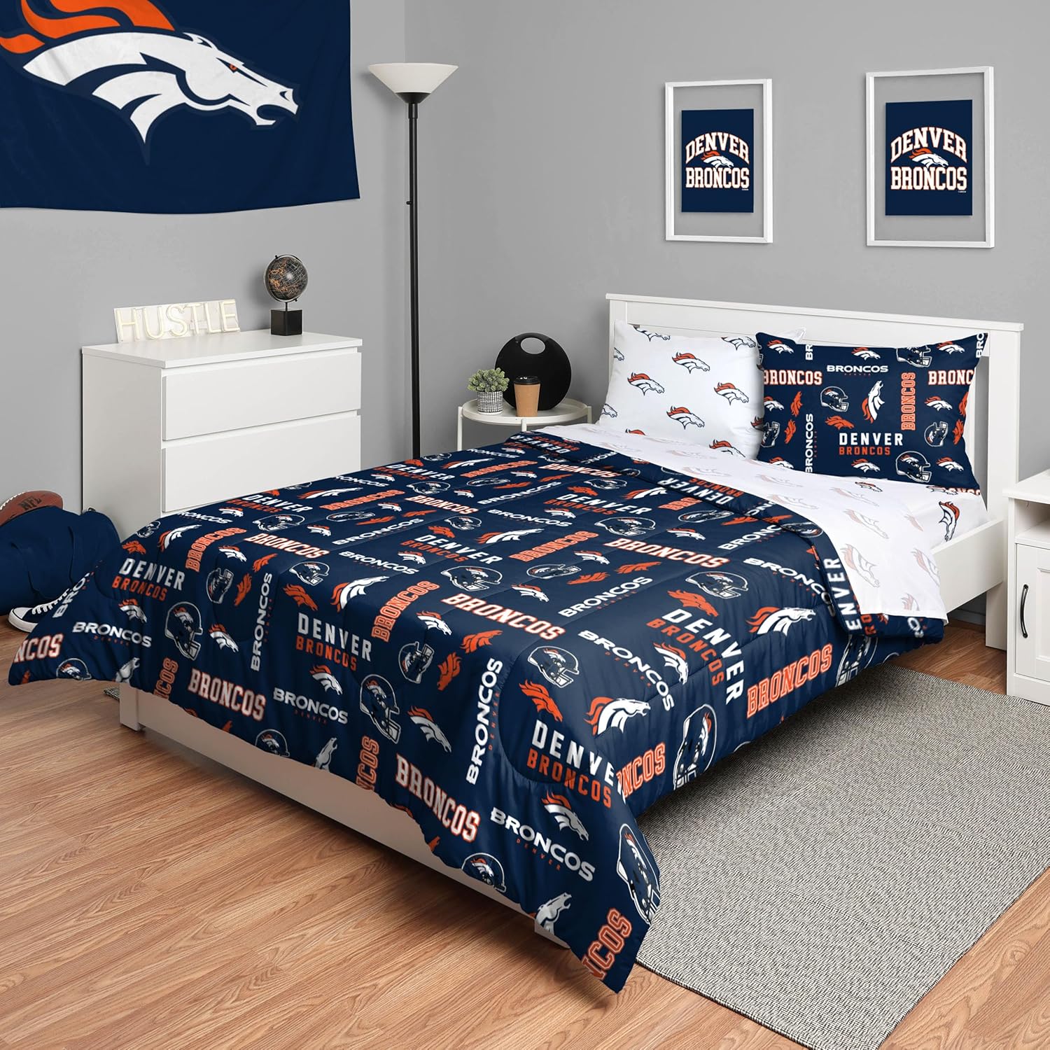 FOCO Unisex-Adult NFL Team Logo Bed in a Bag Comforter, Sheets, Pillow Cases Bedding 5-Piece Set
