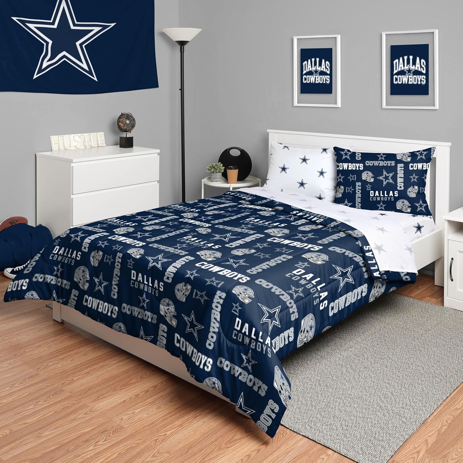 FOCO Unisex-Adult NFL Team Logo Bed in a Bag Comforter, Sheets, Pillow Cases Bedding 5-Piece Set