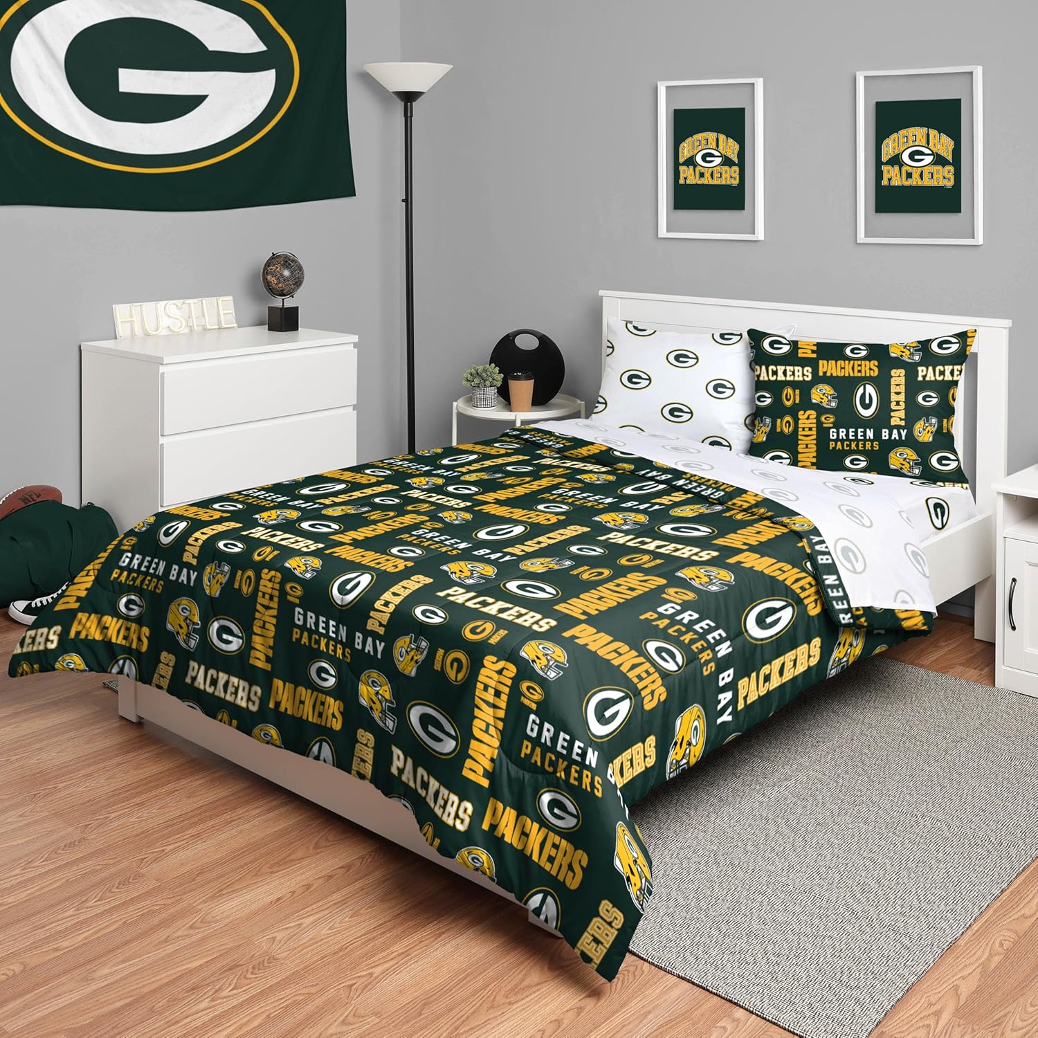FOCO Unisex-Adult NFL Team Logo Bed in a Bag Comforter, Sheets, Pillow Cases Bedding 5-Piece Set