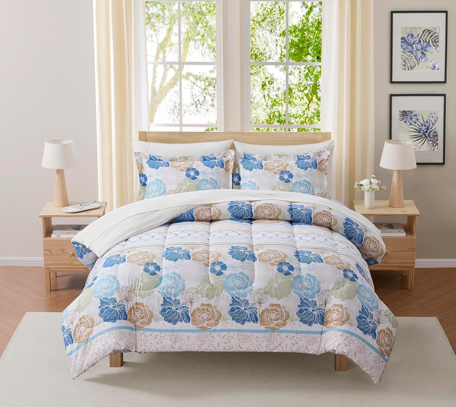 Sweet Home Collection 5 Piece Comforter Set Bag Solid Color All Season Soft Down Alternative Blanket & Luxurious Microfiber Bed Sheets, Gray, Twin