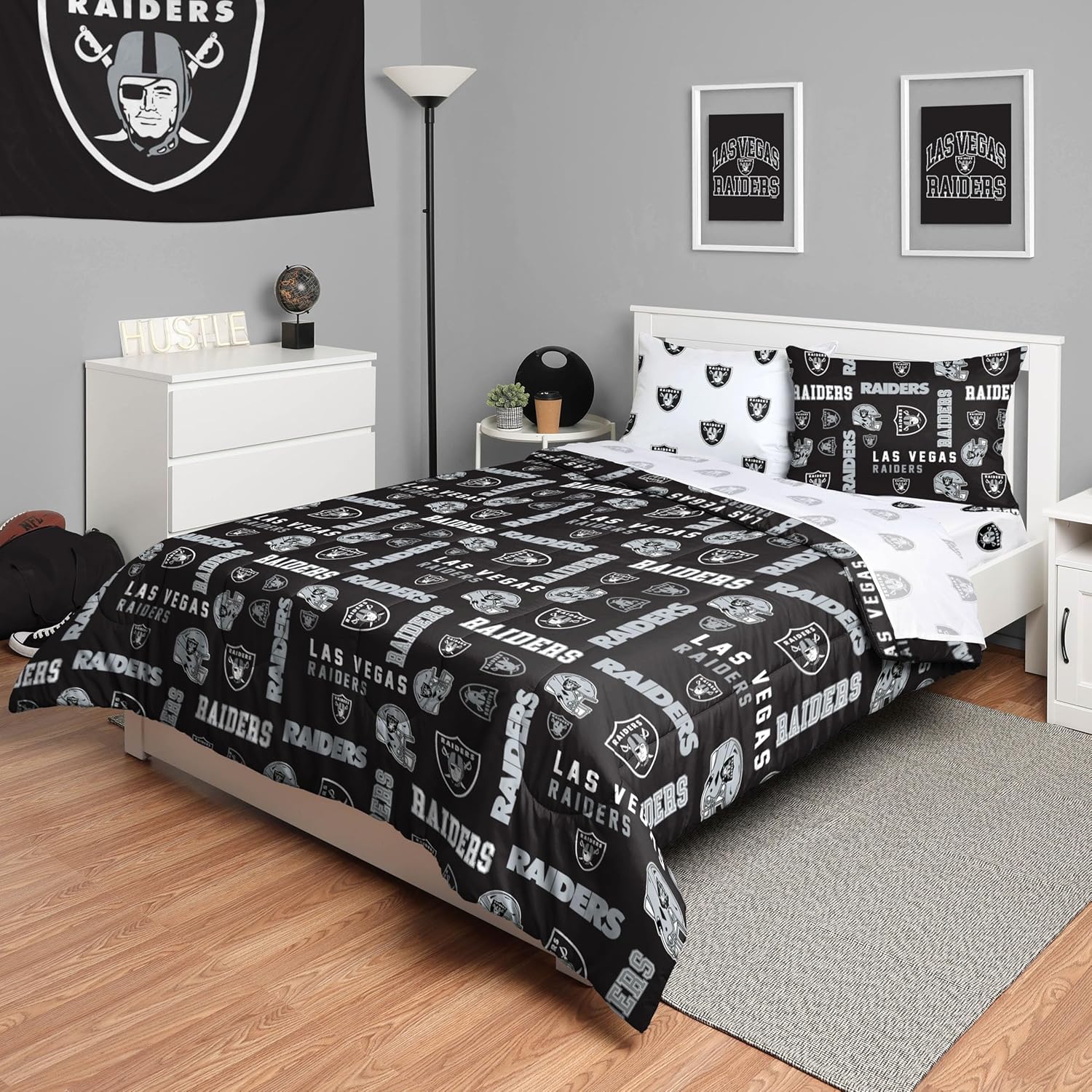 FOCO Unisex-Adult NFL Team Logo Bed in a Bag Comforter, Sheets, Pillow Cases Bedding 5-Piece Set