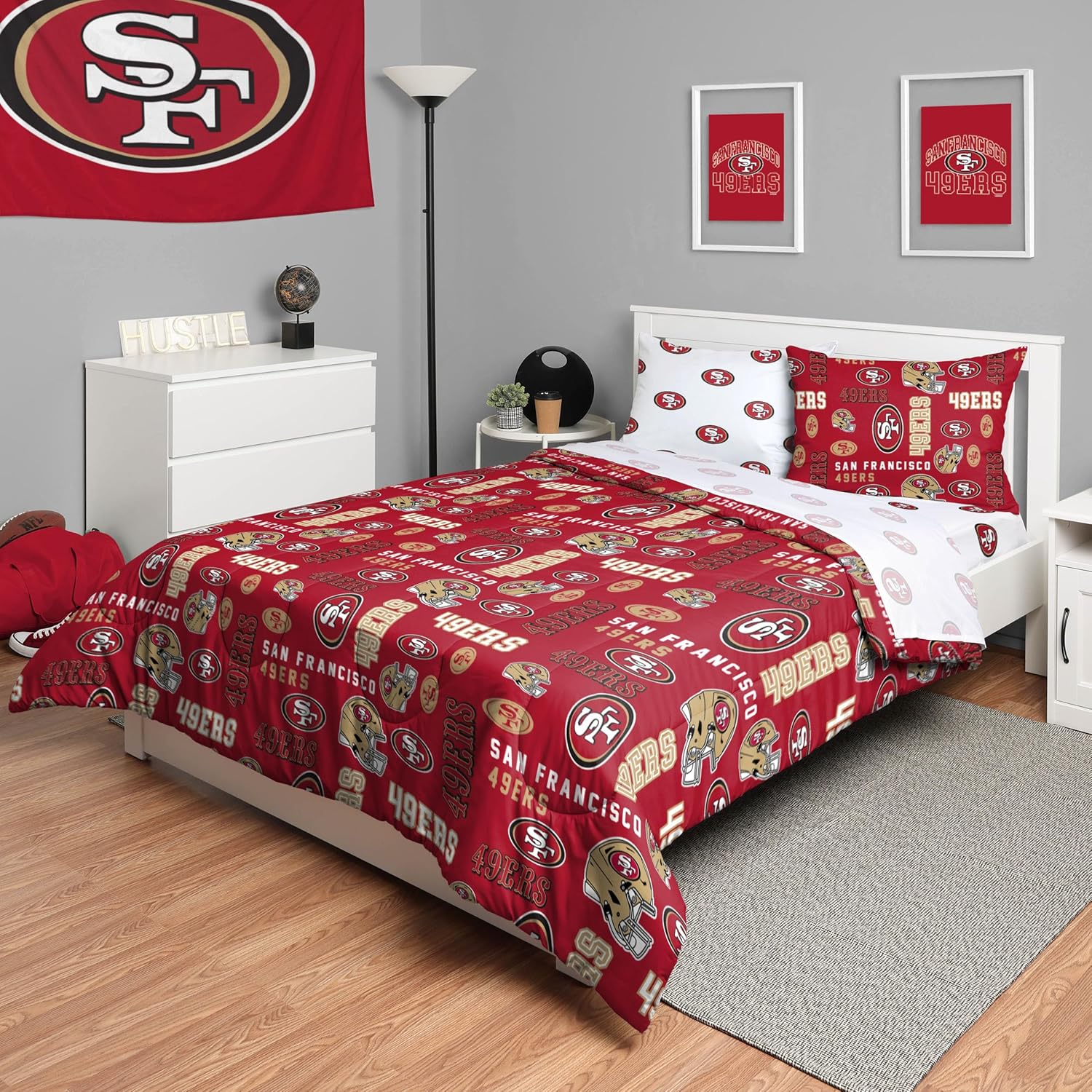 FOCO Unisex-Adult NFL Team Logo Bed in a Bag Comforter, Sheets, Pillow Cases Bedding 5-Piece Set
