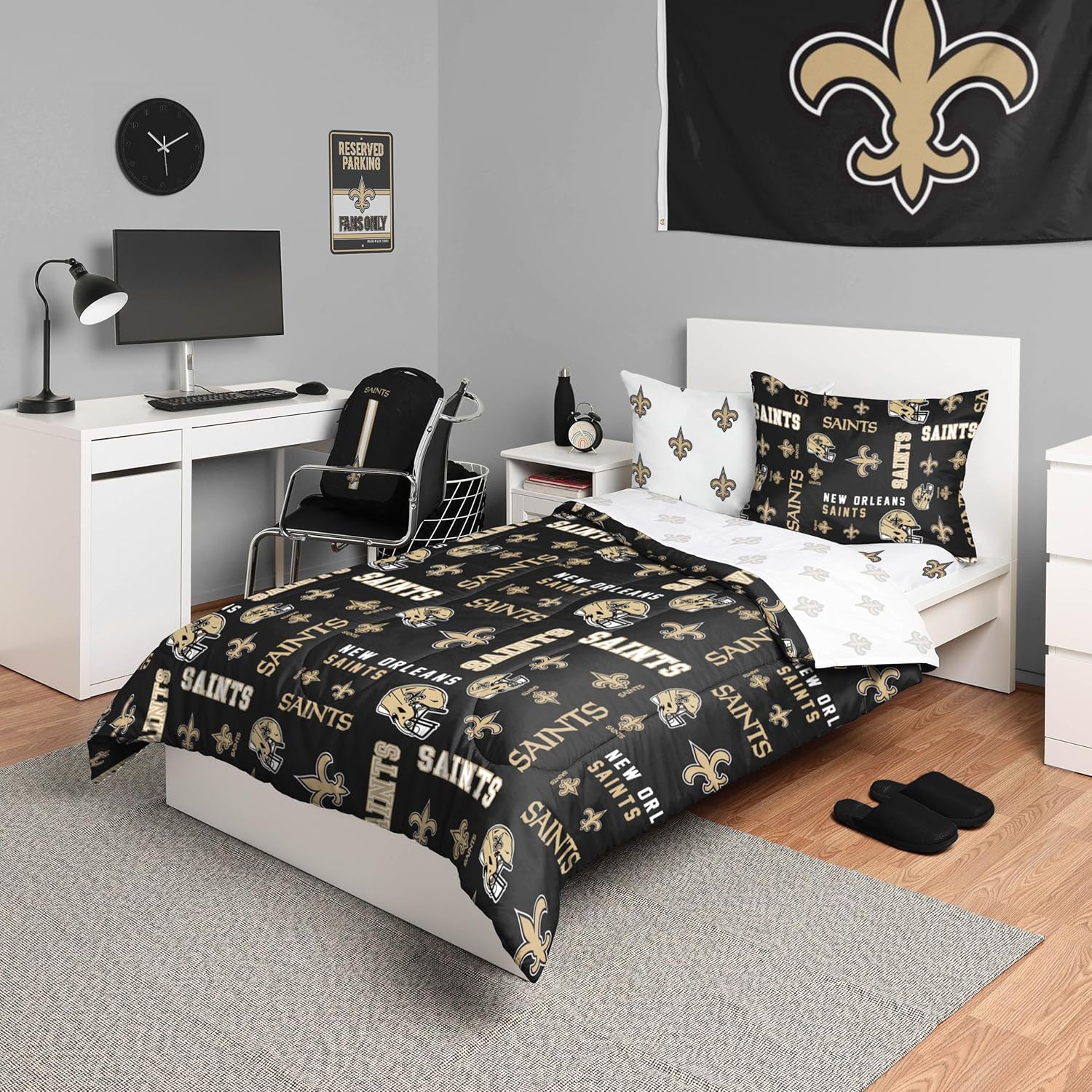 FOCO Unisex-Adult NFL Team Logo Bed in a Bag Comforter, Sheets, Pillow Cases Bedding 5-Piece Set
