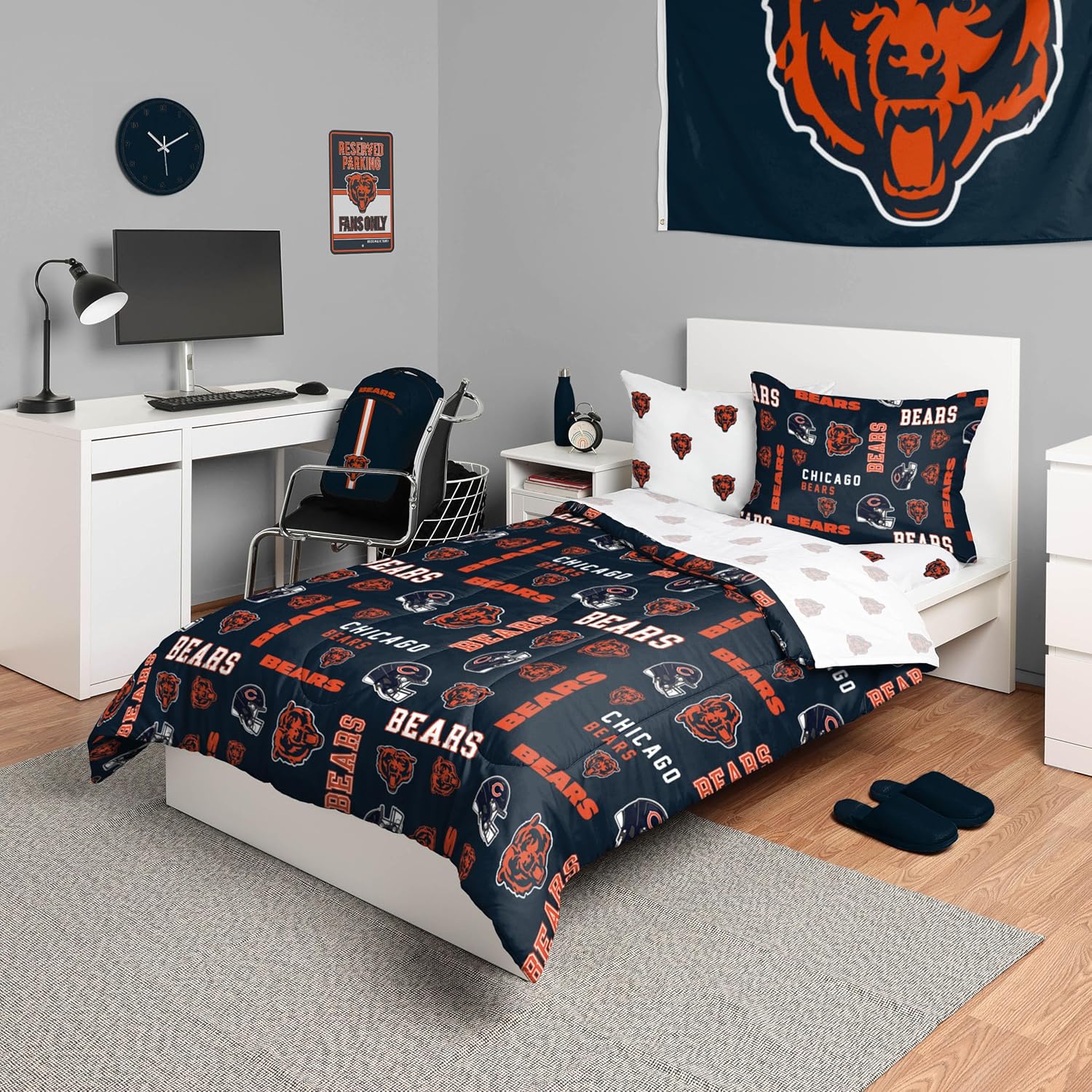 FOCO Unisex-Adult NFL Team Logo Bed in a Bag Comforter, Sheets, Pillow Cases Bedding 5-Piece Set