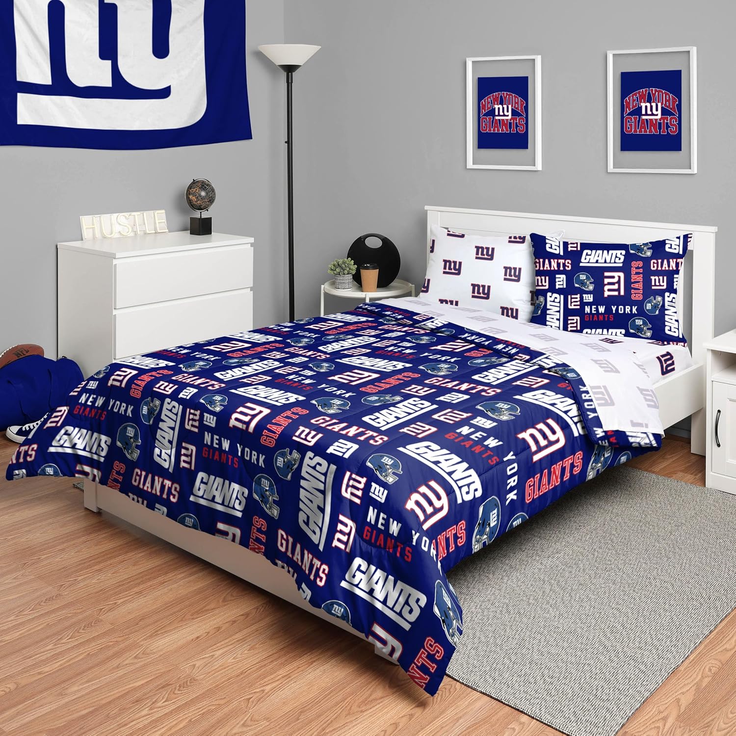 FOCO Unisex-Adult NFL Team Logo Bed in a Bag Comforter, Sheets, Pillow Cases Bedding 5-Piece Set