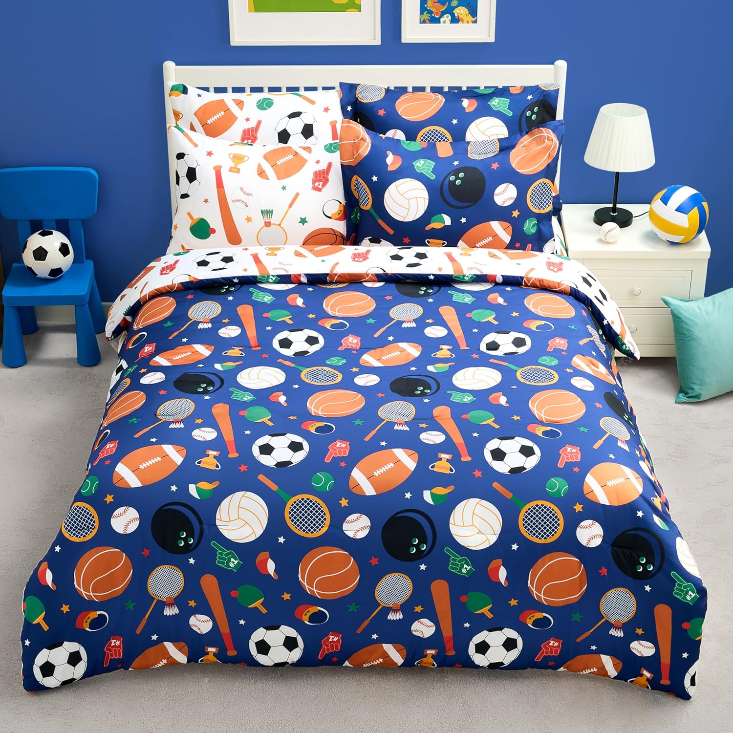 Joiedomi Kid Twin Comforter Set 5 Piece Unicorn Bedding Set for Boys Girls Super Soft Microfiber Bed in a Bag with Comforter Sheets Pillowcase Sham