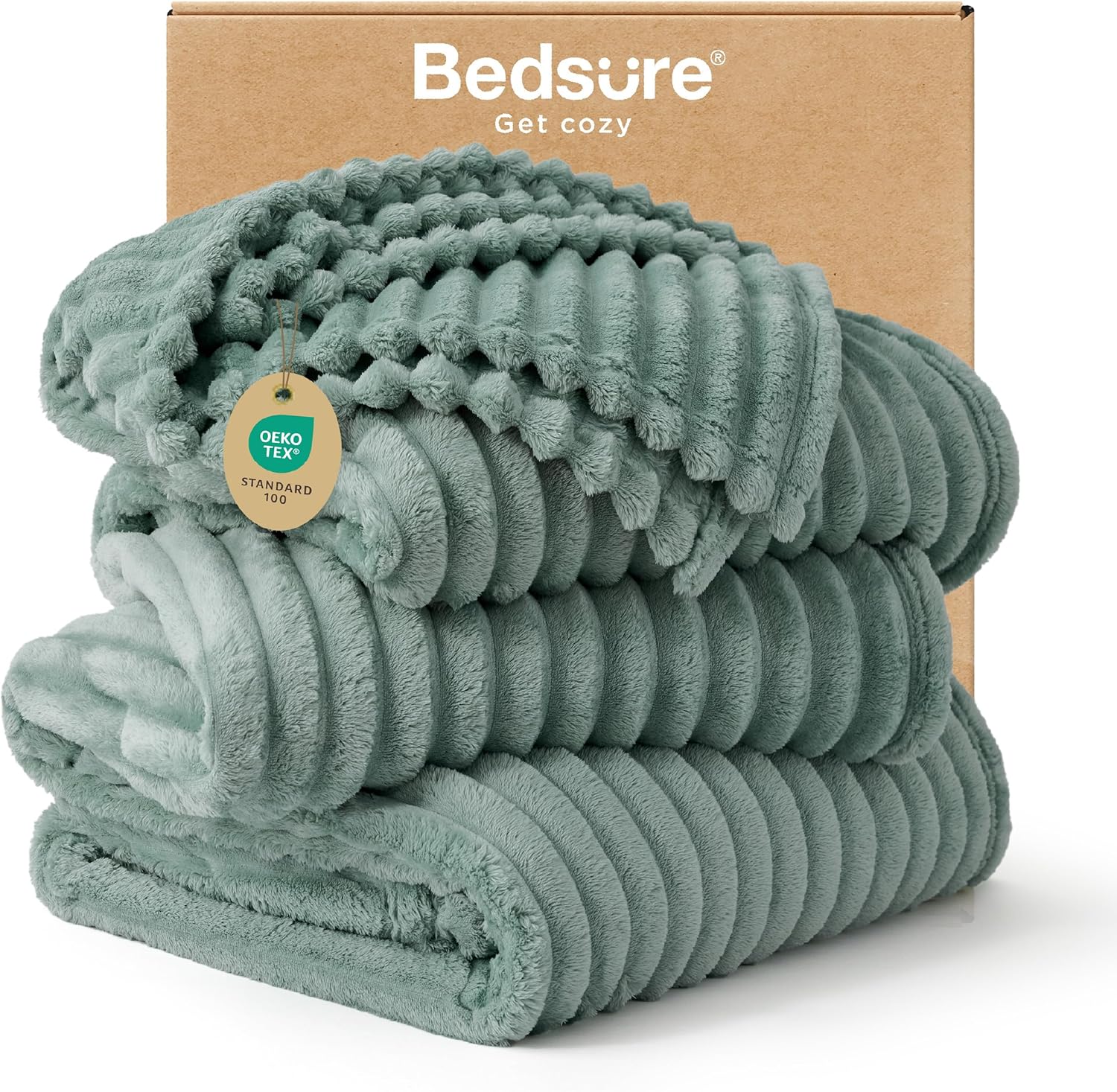 Bedsure GentleSoft Blankets Queen Size for Bed - Cozy Soft Sofa Couch Cover Blankets for Women, Cute Large Bedding Fleece Throws for Girls, Off White, 90x90 Inches