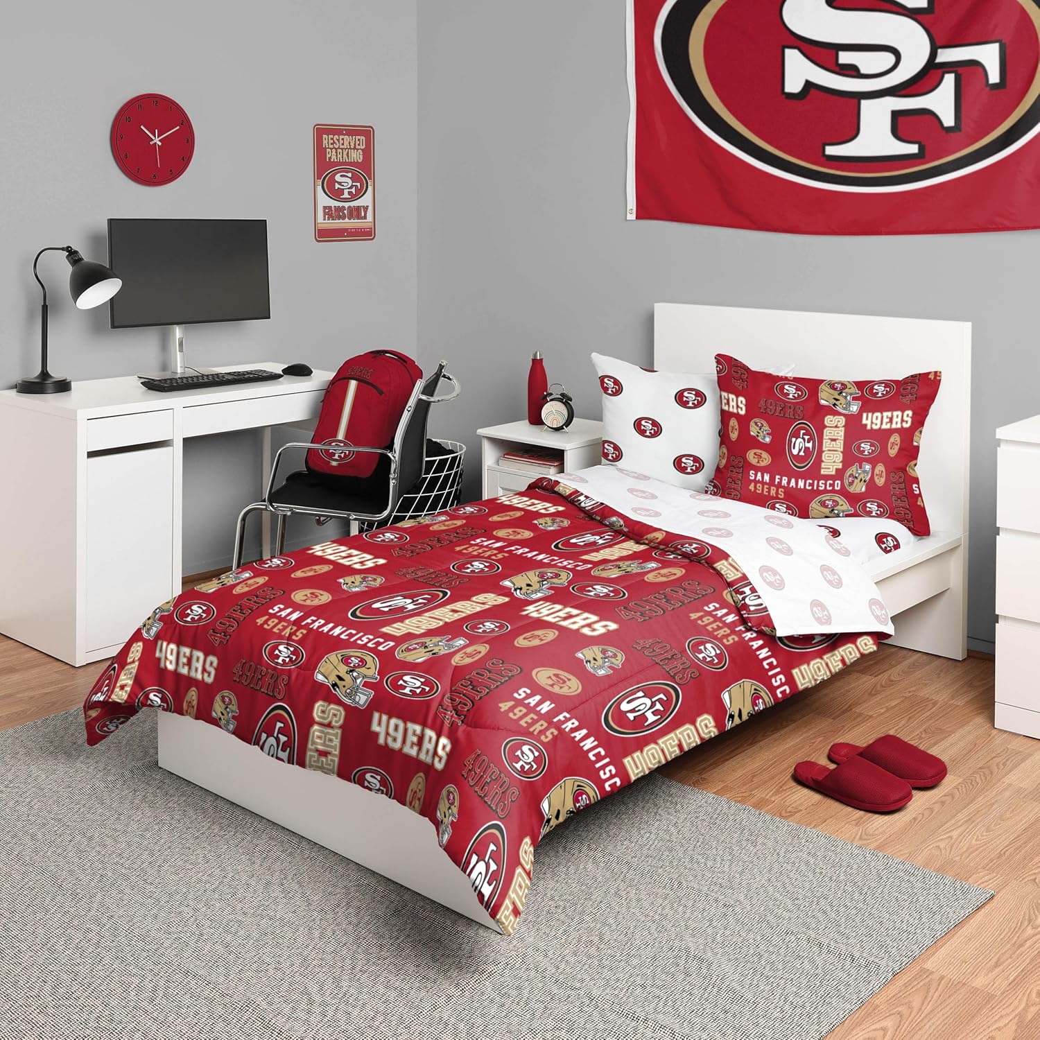 FOCO Unisex-Adult NFL Team Logo Bed in a Bag Comforter, Sheets, Pillow Cases Bedding 5-Piece Set
