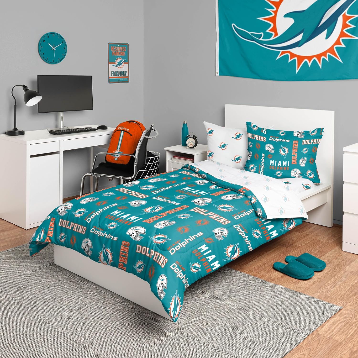 FOCO Unisex-Adult NFL Team Logo Bed in a Bag Comforter, Sheets, Pillow Cases Bedding 5-Piece Set