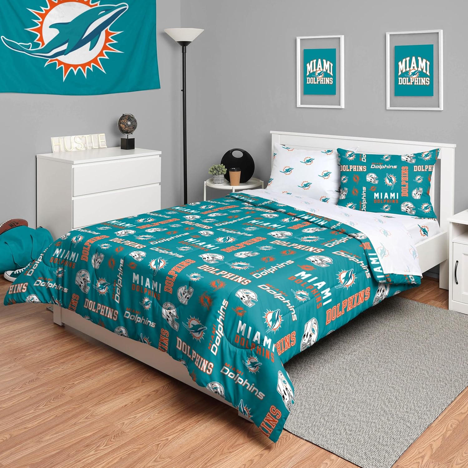 FOCO Unisex-Adult NFL Team Logo Bed in a Bag Comforter, Sheets, Pillow Cases Bedding 5-Piece Set