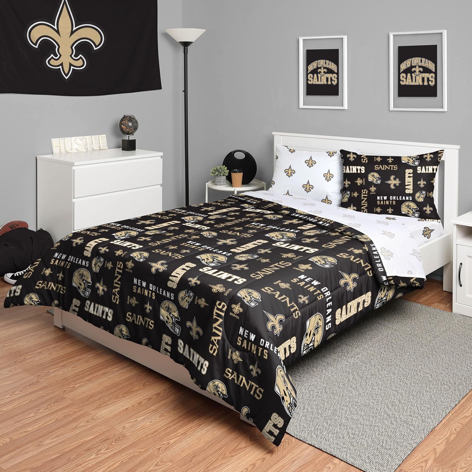 FOCO Unisex-Adult NFL Team Logo Bed in a Bag Comforter, Sheets, Pillow Cases Bedding 5-Piece Set