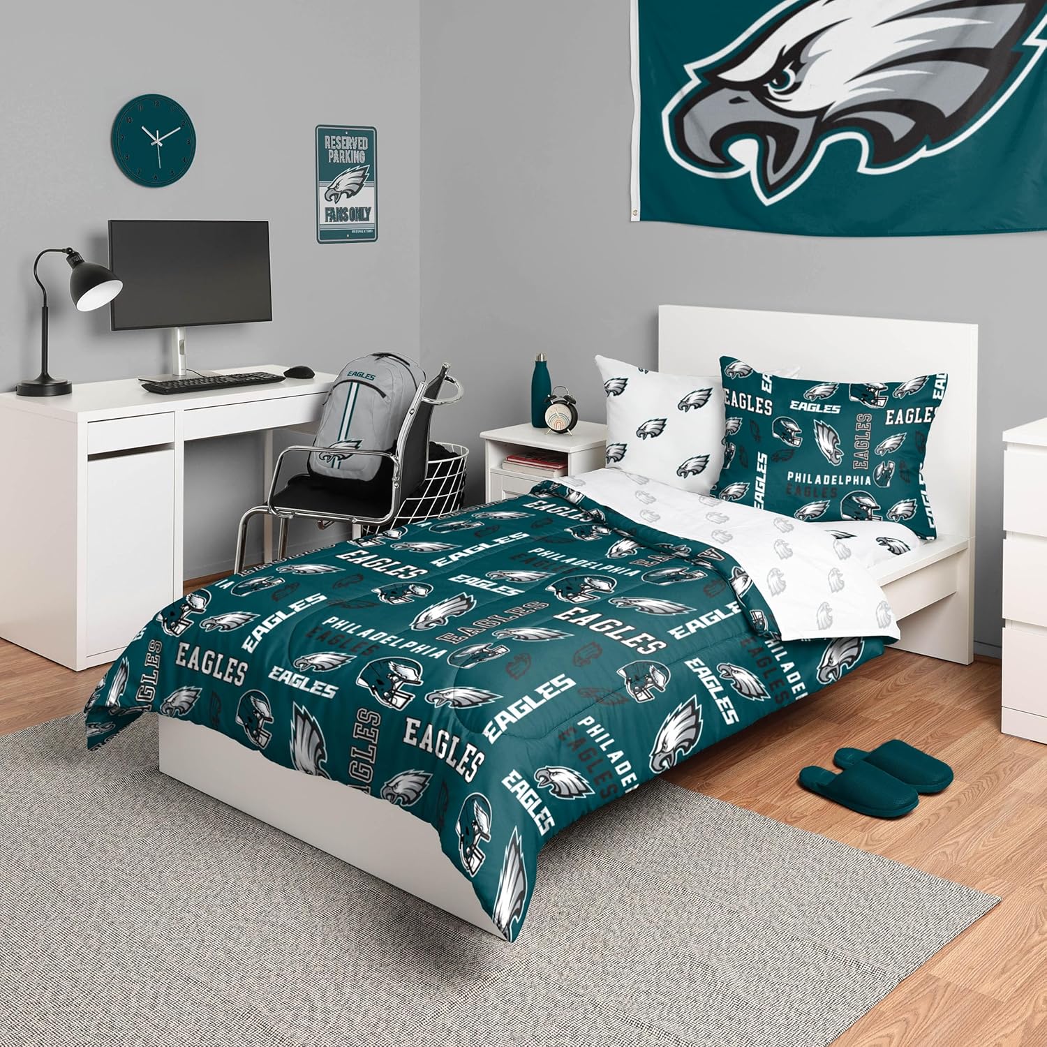 FOCO Unisex-Adult NFL Team Logo Bed in a Bag Comforter, Sheets, Pillow Cases Bedding 5-Piece Set