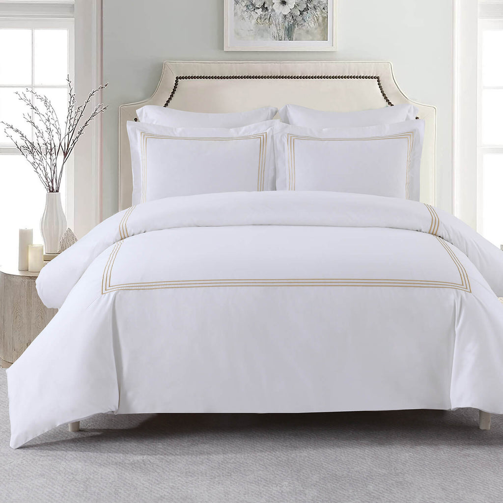 Adeline Percale Embroidered Duvet Cover Set - 100% Cotton