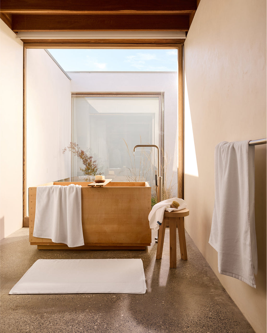 Crisp White Cotton Terry Bath Sheets (Set of Two)