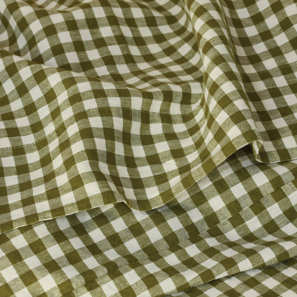 Botanical Green Gingham Linen Blend Duvet Set