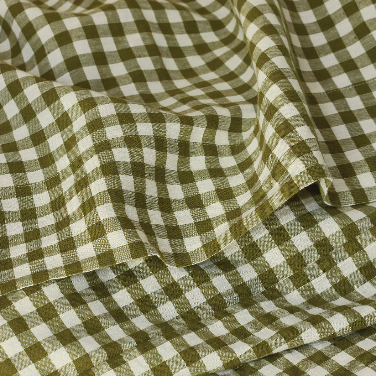 Botanical Green Gingham Linen Blend Duvet Set