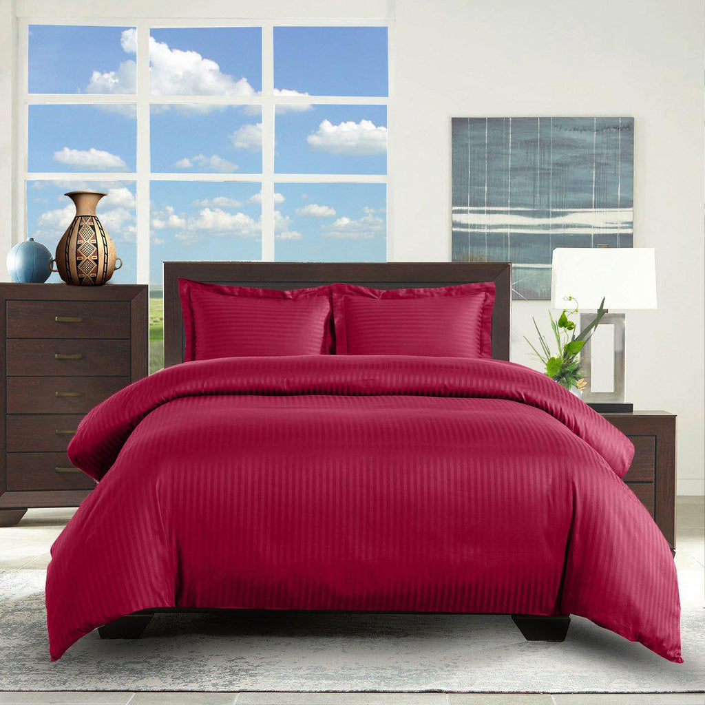 100% Cotton Duvet Cover Set Damask Stripe