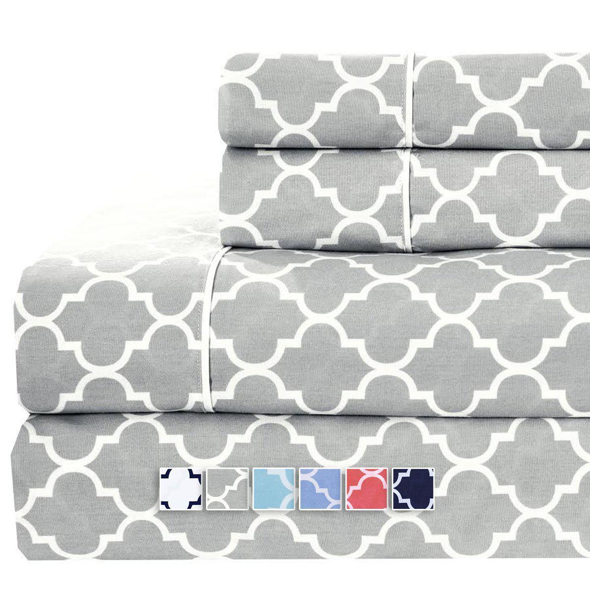 Quatrefoil Printed Percale Sheets Set – Meridian