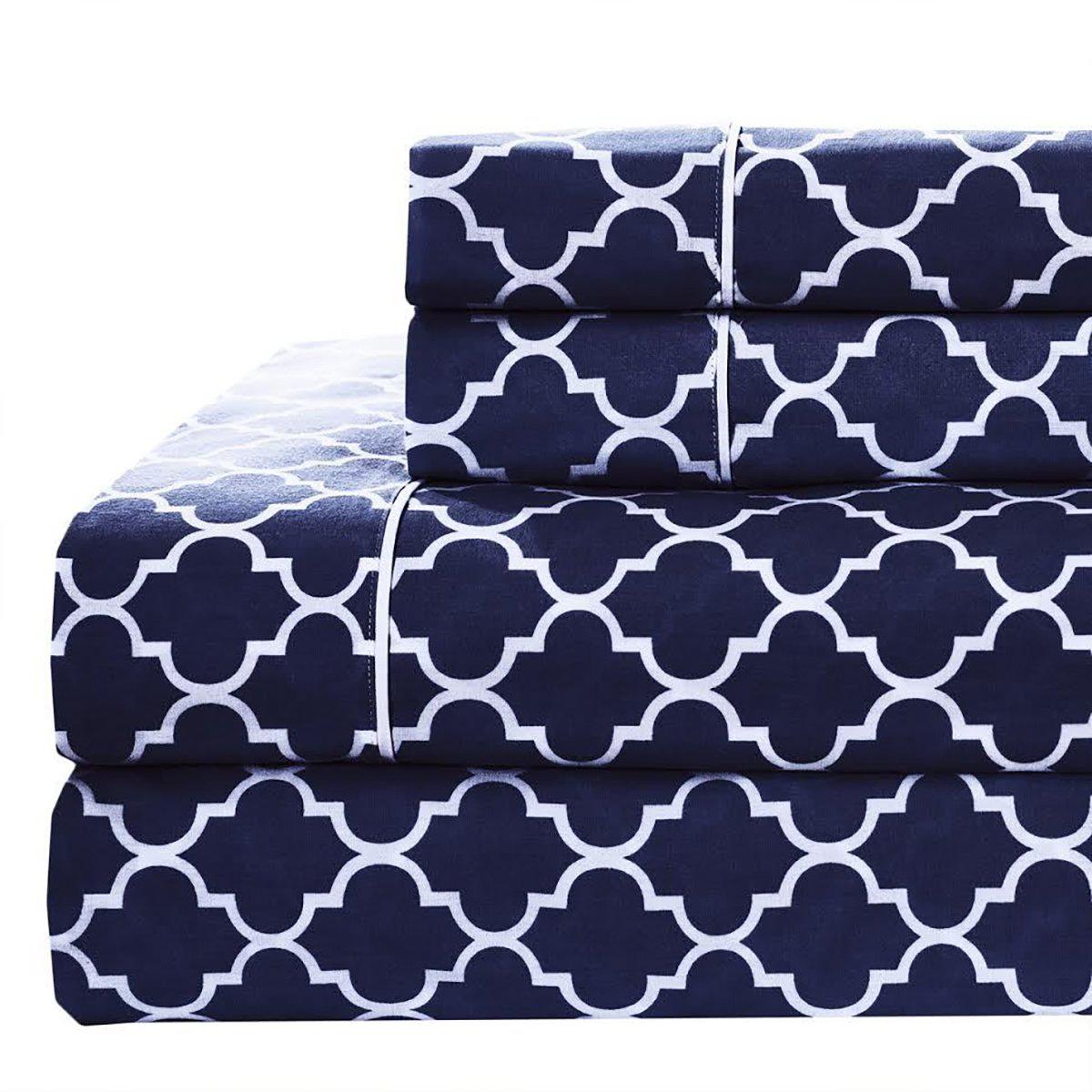 Quatrefoil Printed Percale Sheets Set – Meridian