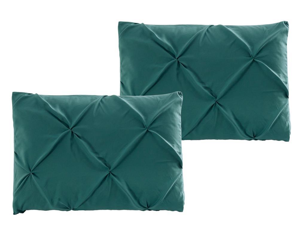 Teal Oxford Double Needle Luxury Soft Pinch Pleated Comforter Set