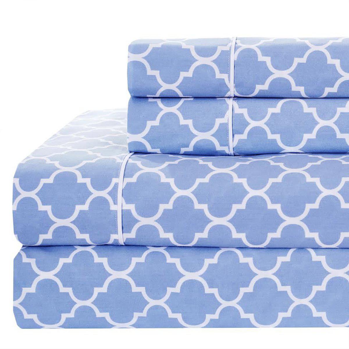 Quatrefoil Printed Percale Sheets Set – Meridian