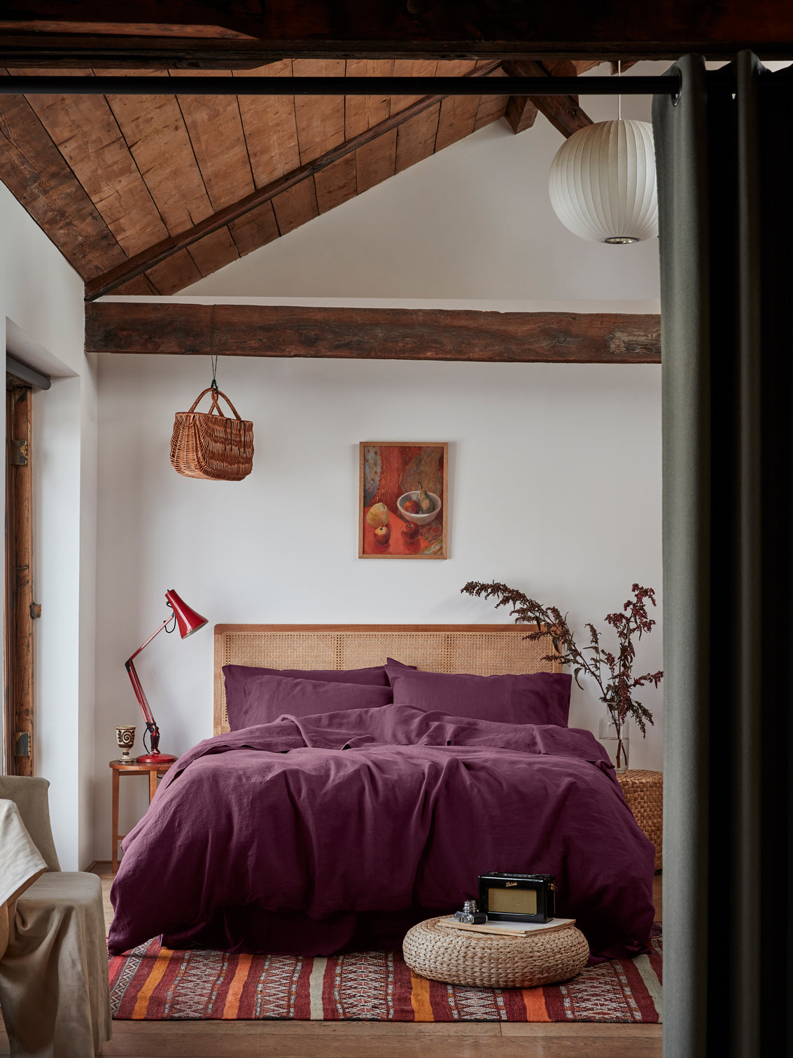 Berry 100% Linen Duvet Cover