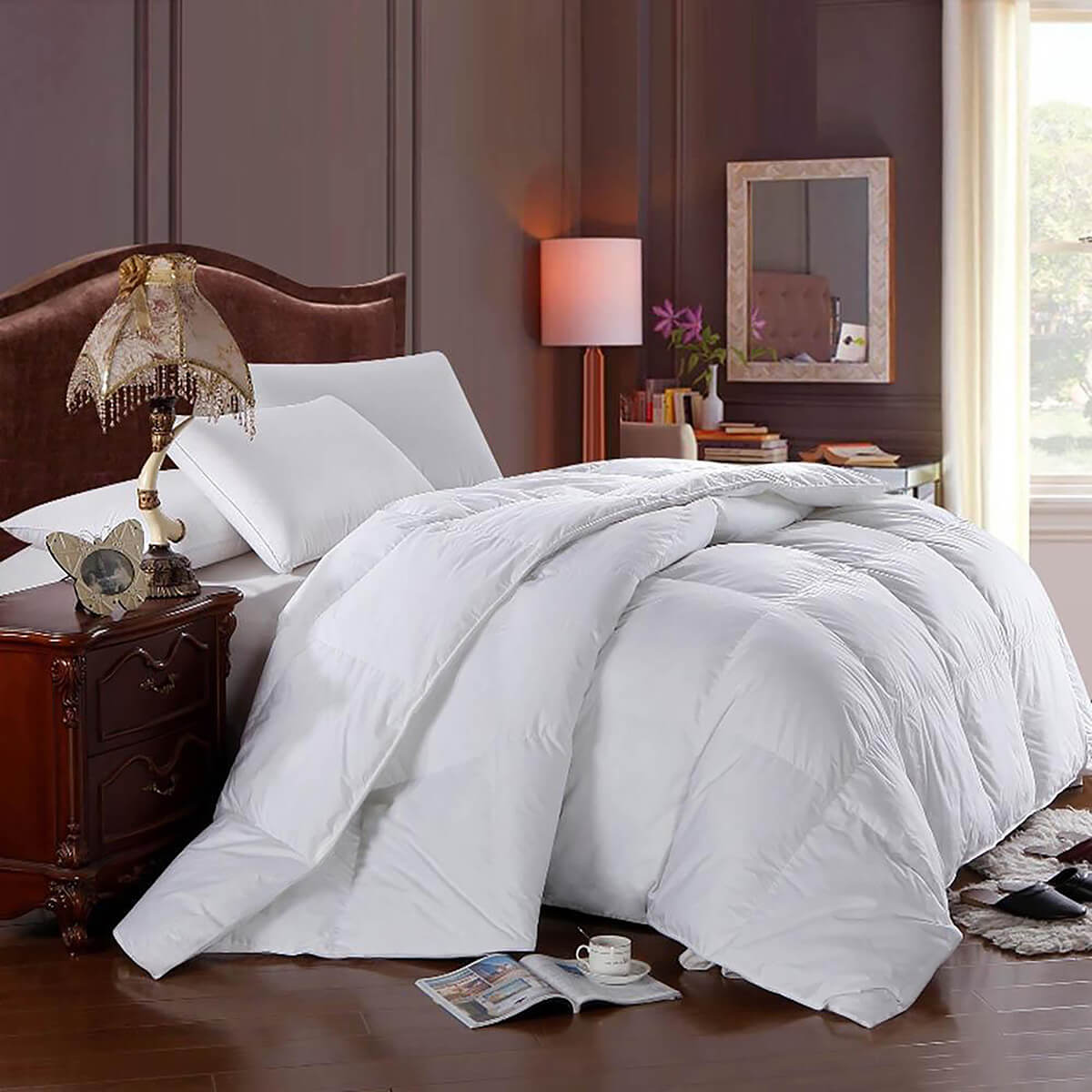 Egyptian Cotton Lightweight Down Comforter – Solid Sateen