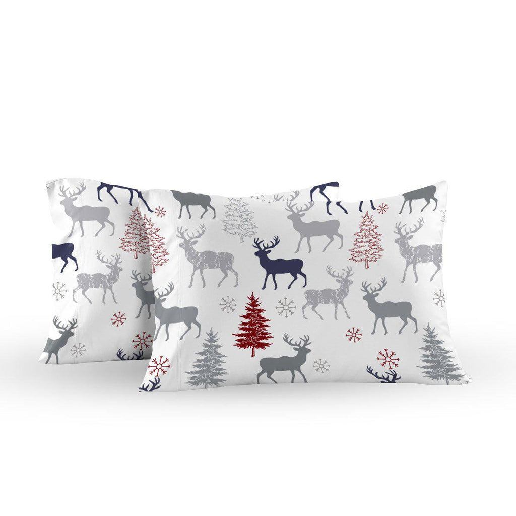 Heavyweight Printed Flannel Sheets 170GSM - Christmas Deer